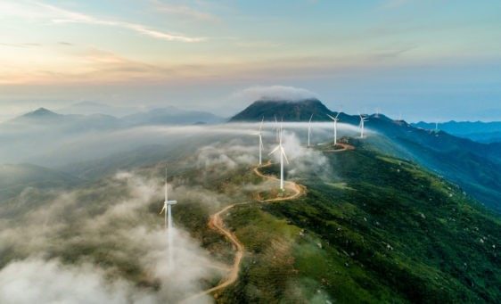 Cloudy hills wind turbines