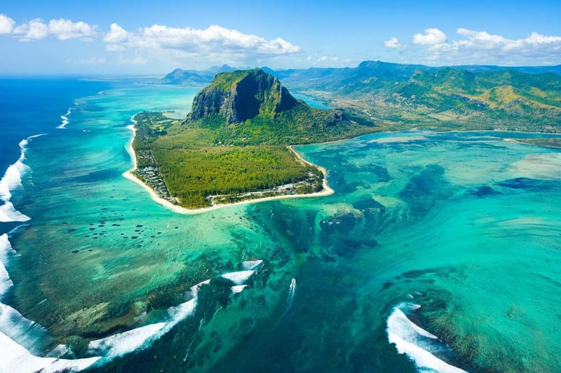 Ocean mountain aerial