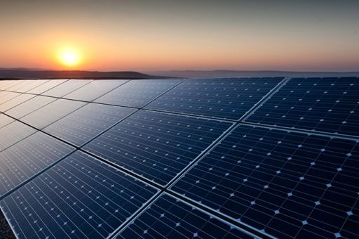 Solar panels sunset