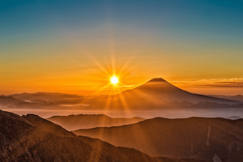 Mountain and sun
